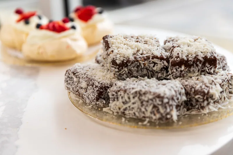 Chocolate sandwich cookies with white filling
