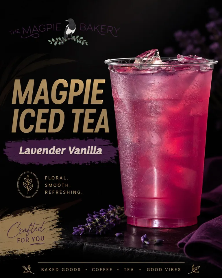 Purple Lavender Vanilla iced tea served over ice