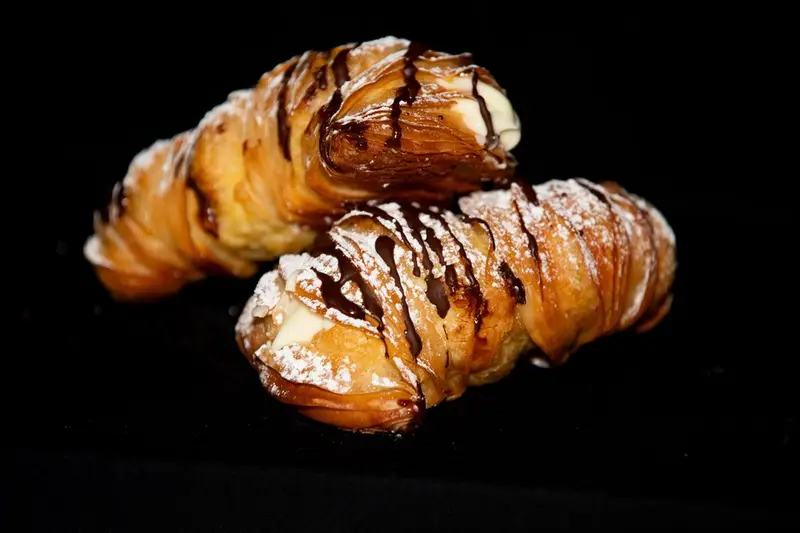 Tray of sweet pastries and turnovers at The Magpie Bakery